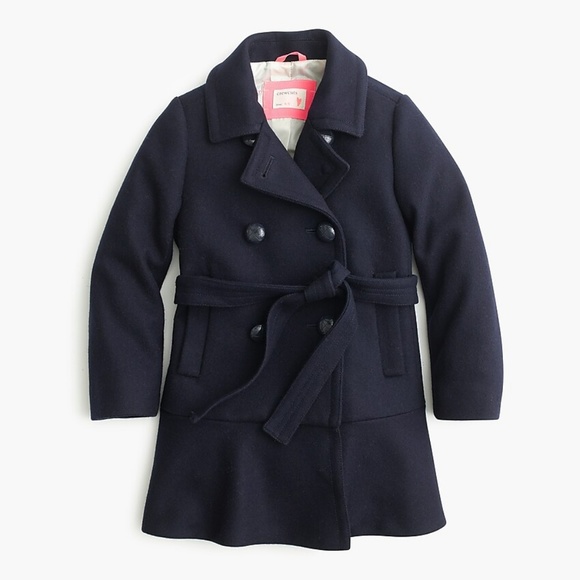 J.Crew Ruffle-Hem Wool Coat Size 2 Navy - Picture 1 of 8